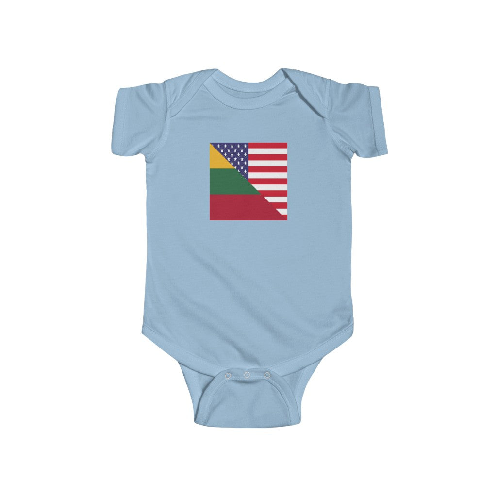 Lithuanian American Flag Baby Bodysuit | Lithuania USA Newborn