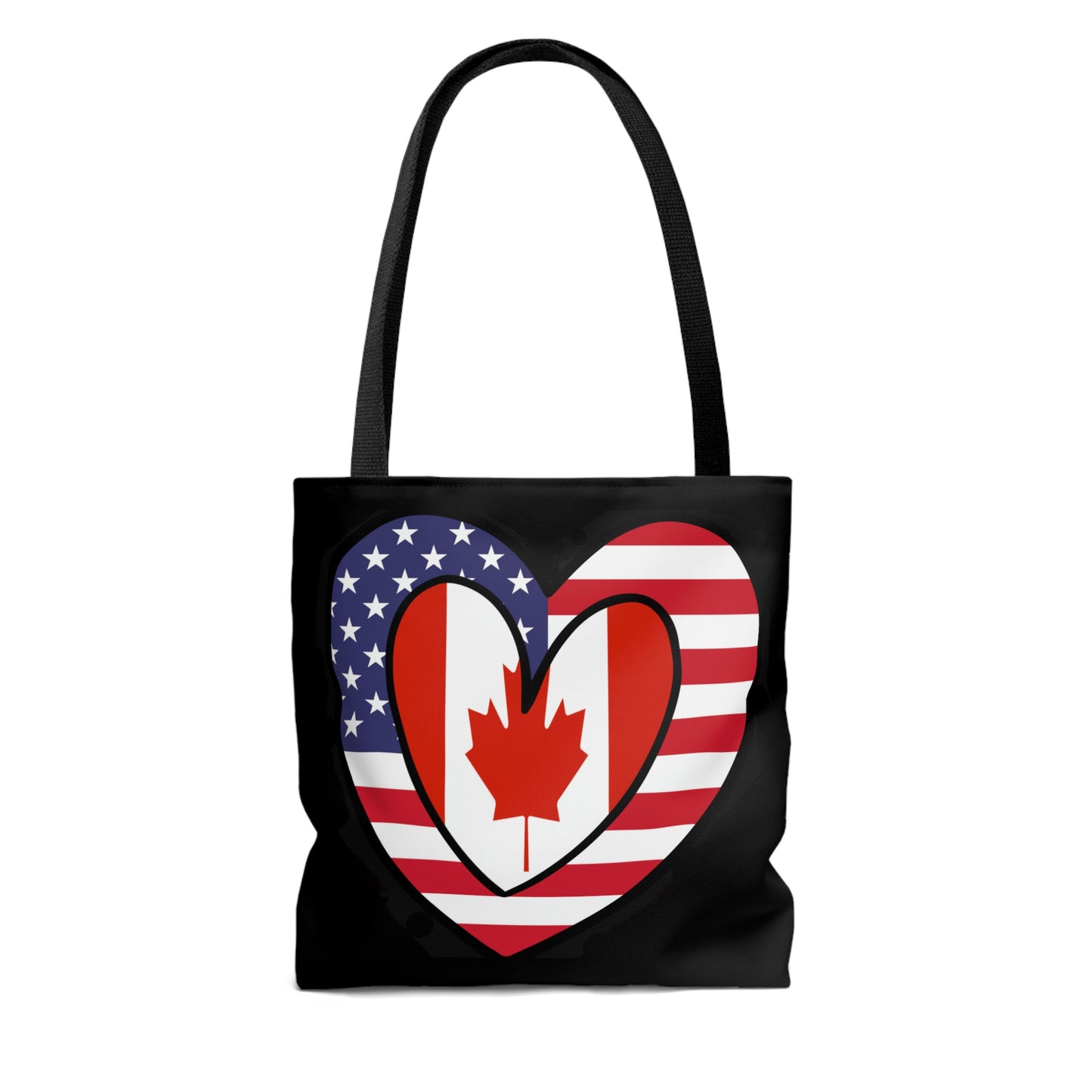 Canadian American Heart Valentines Day Gift Half Canada USA Flag Tote Bag | Shoulder Bag