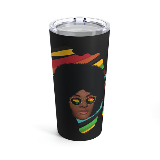 African Woman Glasses | Africa Continent Tumbler 20oz