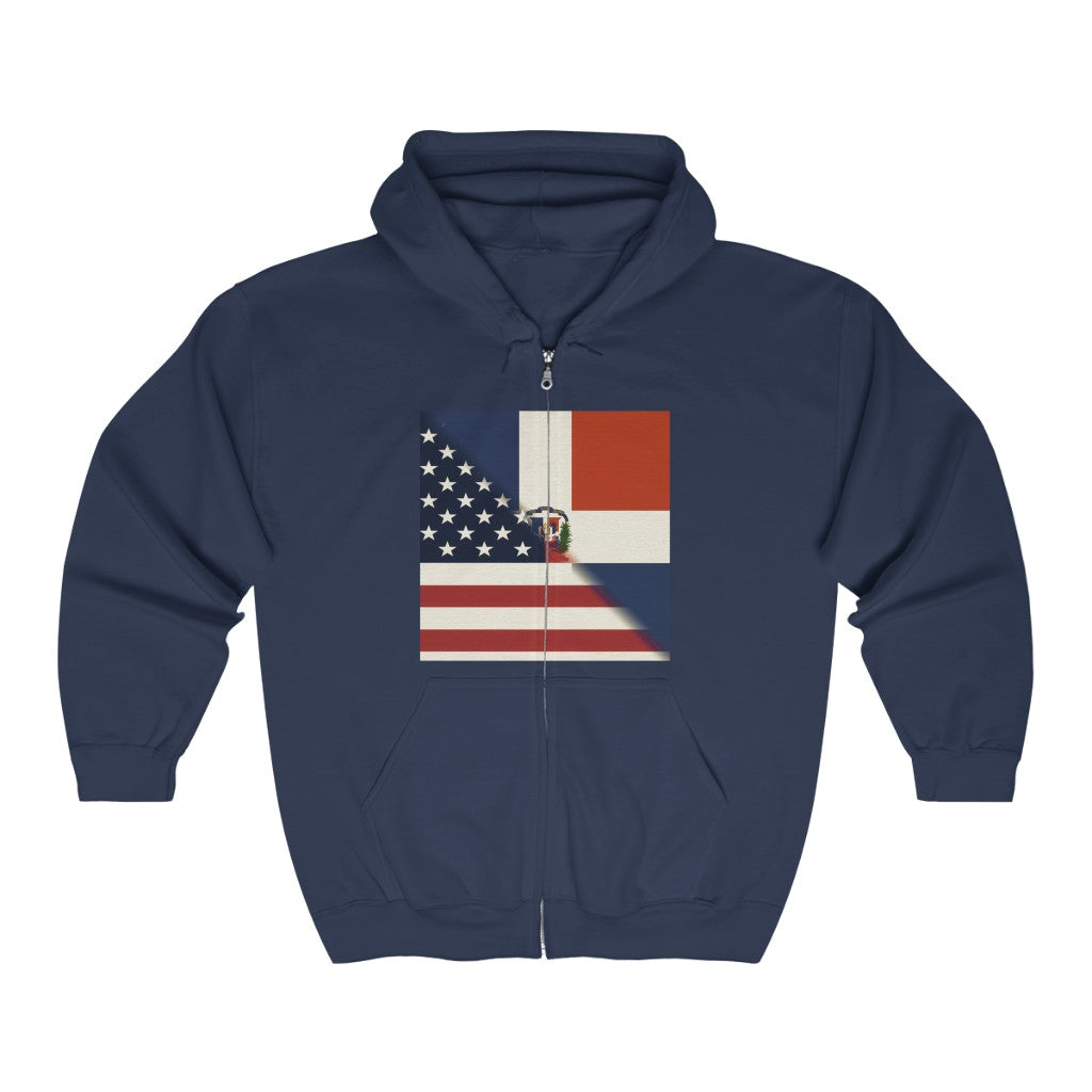 Dominican Republic America Flag | US D.R. Zip Hoodie | Hooded Sweatshirt