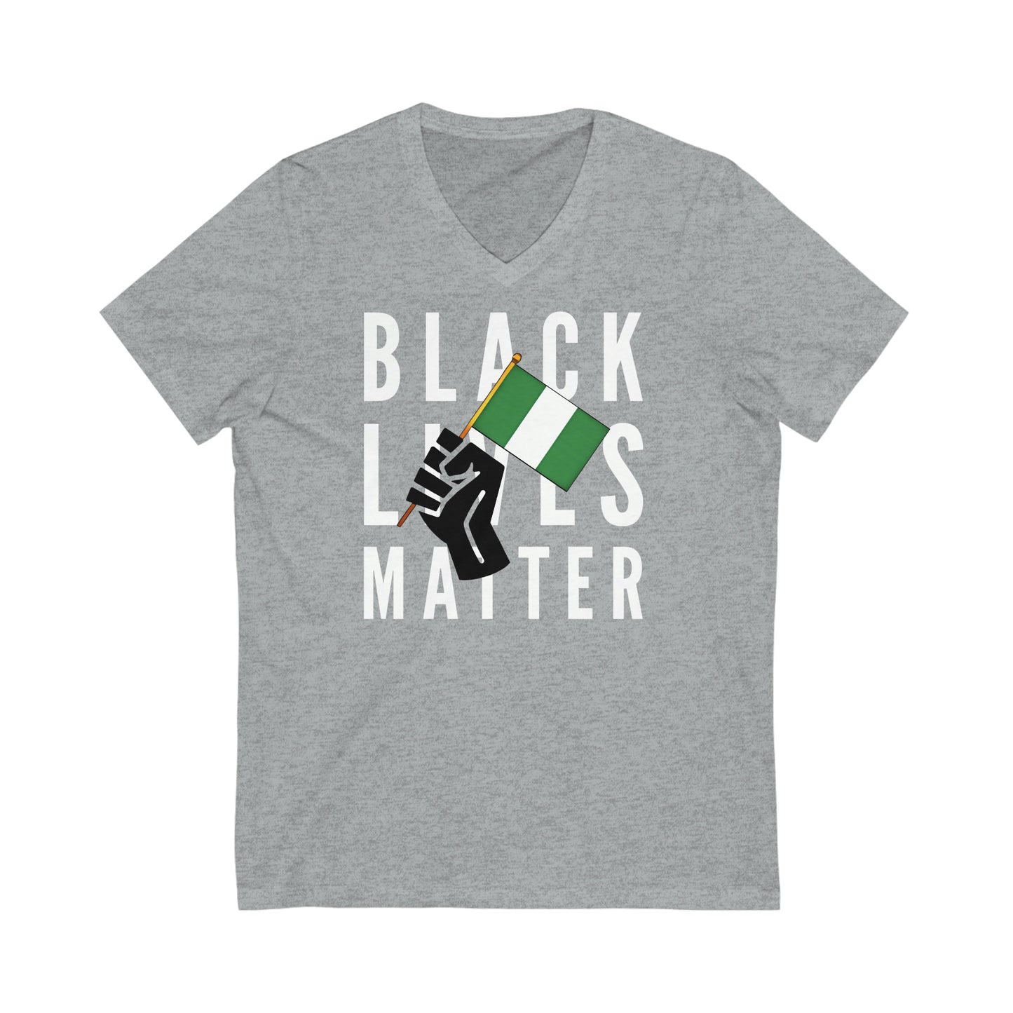 Black Lives Matter Nigeria | BLM Nigerian Flag Naija V-Neck T-Shirt | Unisex Vee Shirt