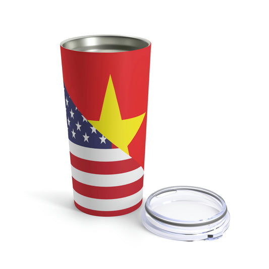 Vietnamese American Flag Half Vietnam USA Tumbler 20oz Beverage Container