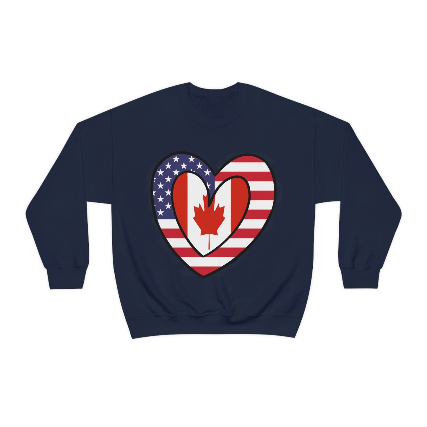 Canadian American Heart Valentines Day Gift Sweatshirt | Unisex Canada USA Flag