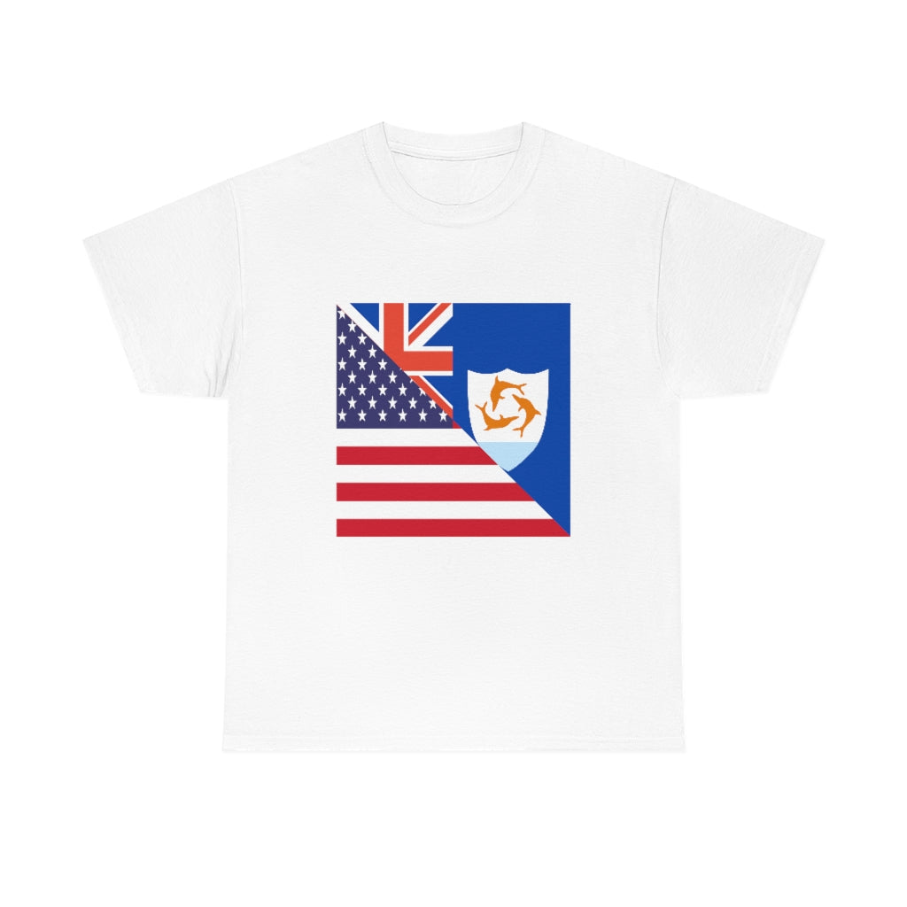 Anguillan American Flag Tee Shirt | Anguilla USA Tshirt