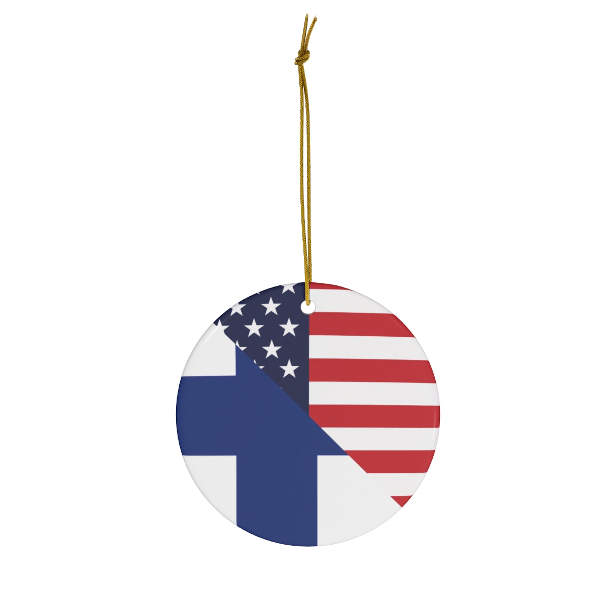 Finnish American Flag Ceramic Ornaments | Finland USA Holiday Christmas Tree