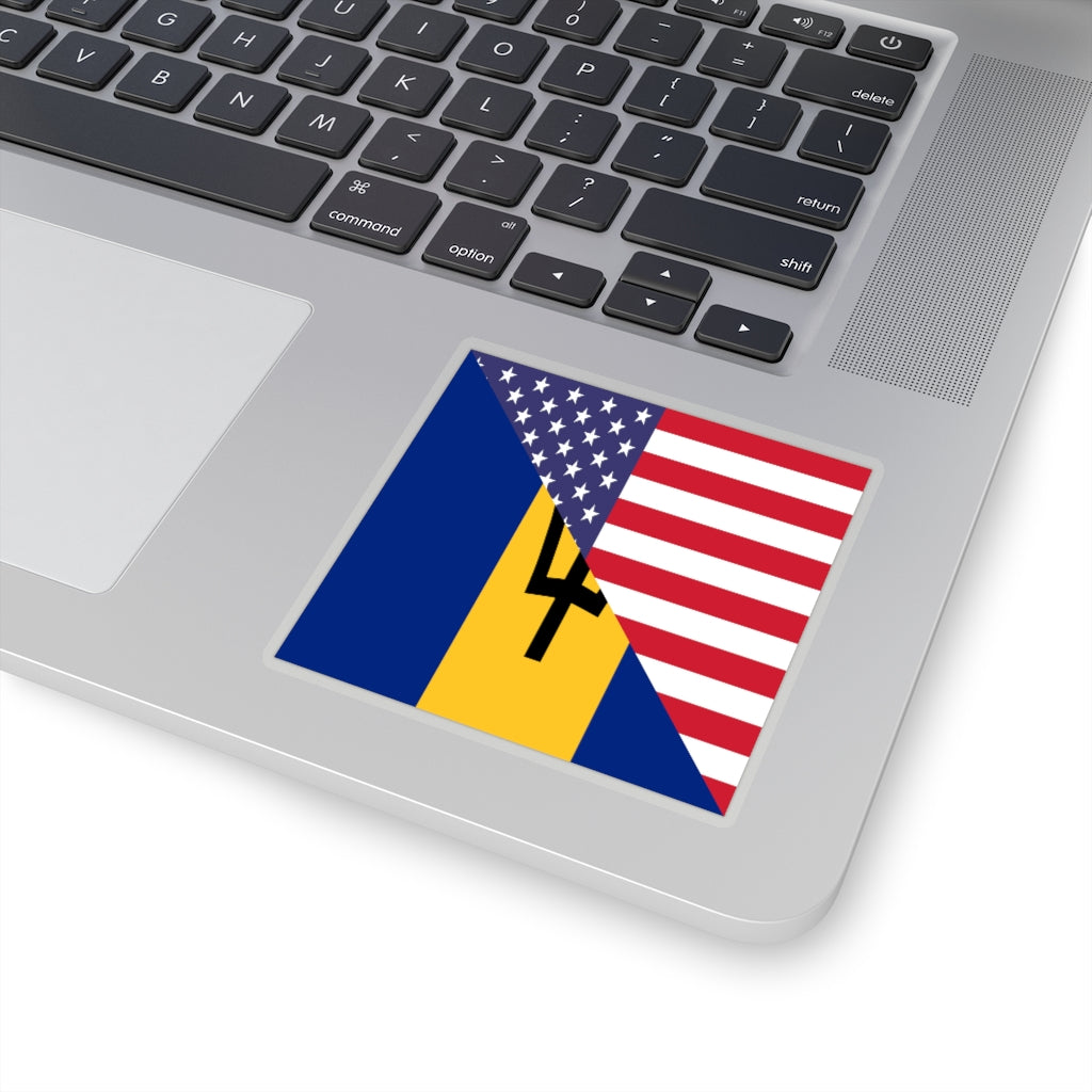 Bajan American Flag Sticker | Barbados USA Stickers