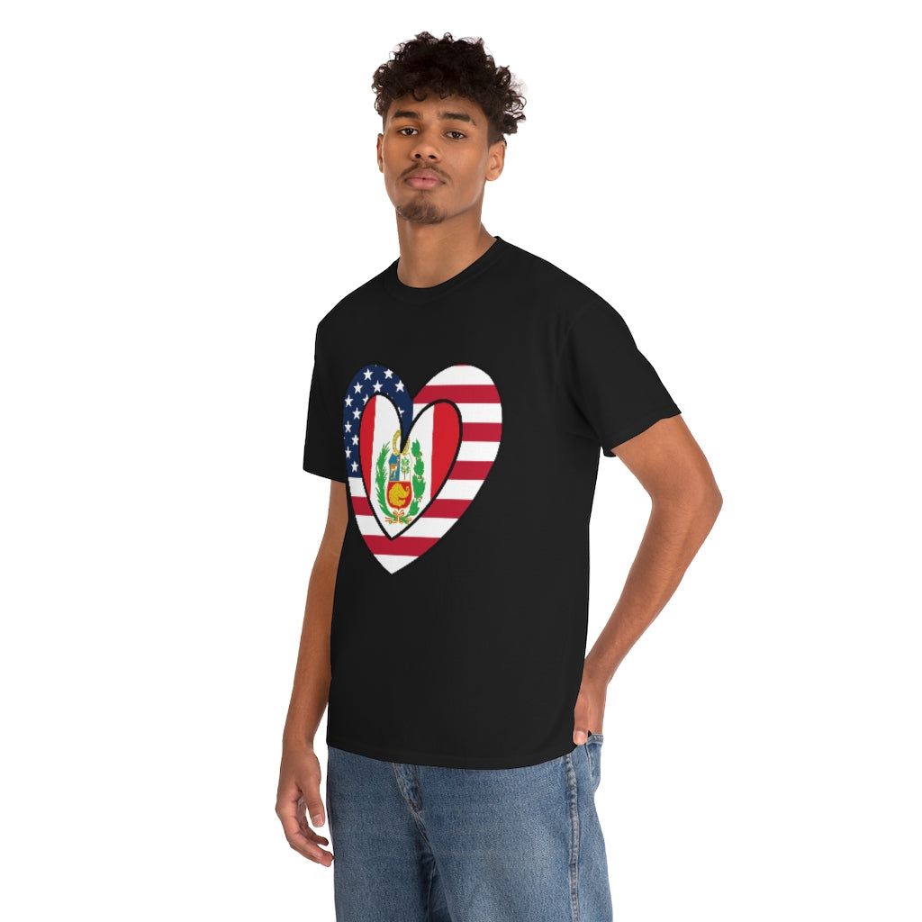 Peruvian American Inner Heart Flag Tee | Unisex Peru USA Shirt