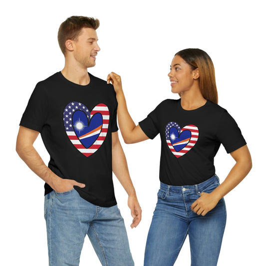 Marshal Islands American Heart Valentines Day Gift Tee Shirt | Marshallese USA Flag Wedding T-Shirt