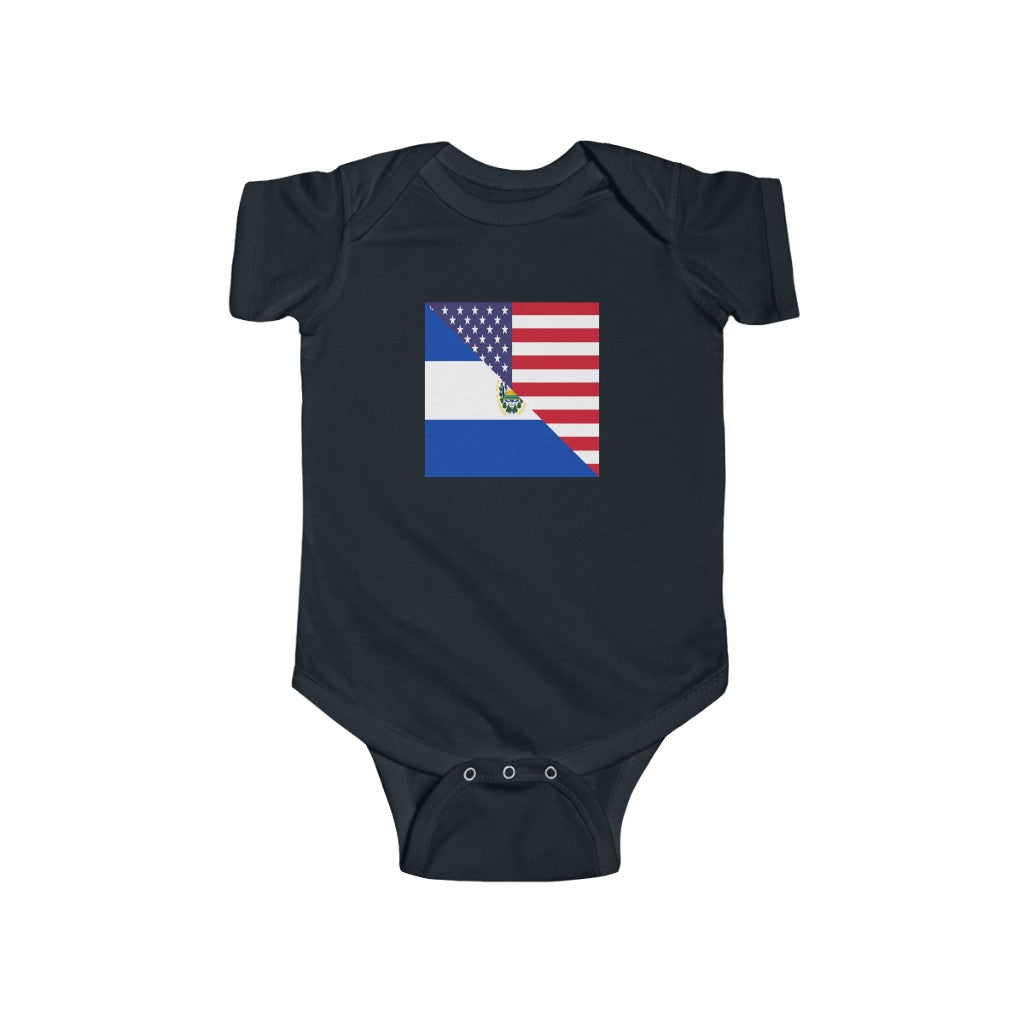 El Salvadorian American Flag Baby Bodysuit | Unisex El Salvador USA Newborn Boy Girl