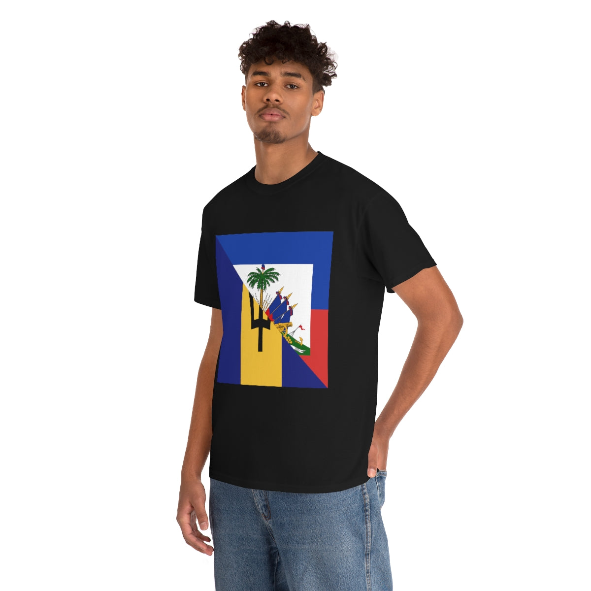 Haitian Bajan Flag Half Haiti Barbados T-Shirt | Unisex Tee Shirt