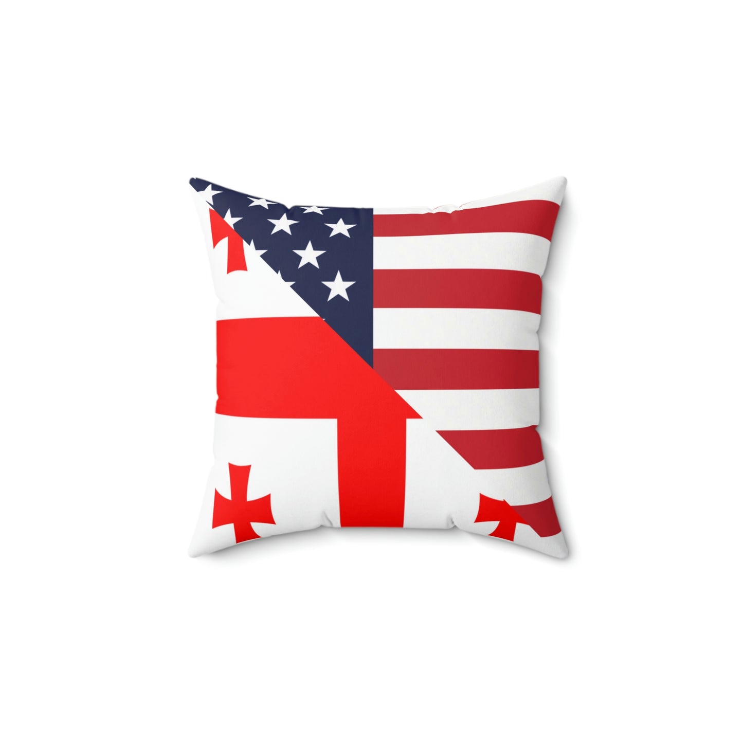 Georgian American Flag Georgia USA Spun Polyester Square Pillow