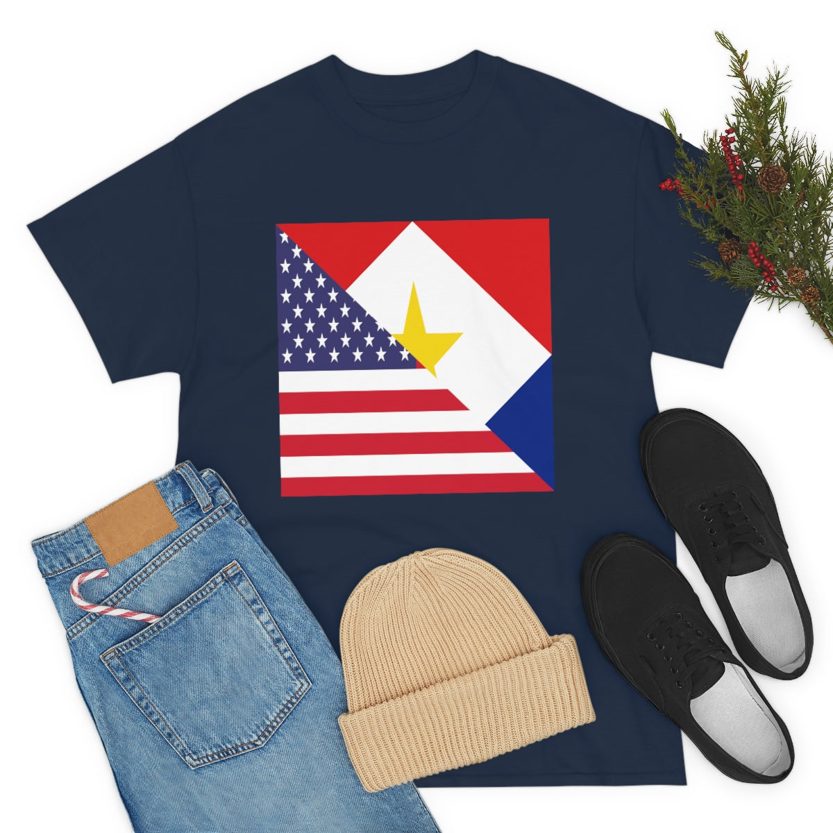 Saba American Flag Half Sabaean USA T-Shirt | Unisex Tee Shirt