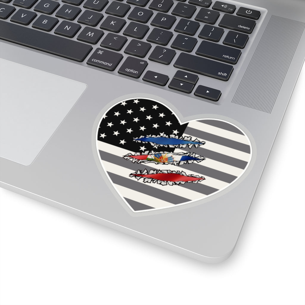 Haitian American Flag At Heart Sticker | Haiti Women Men Boy Girl Stickers