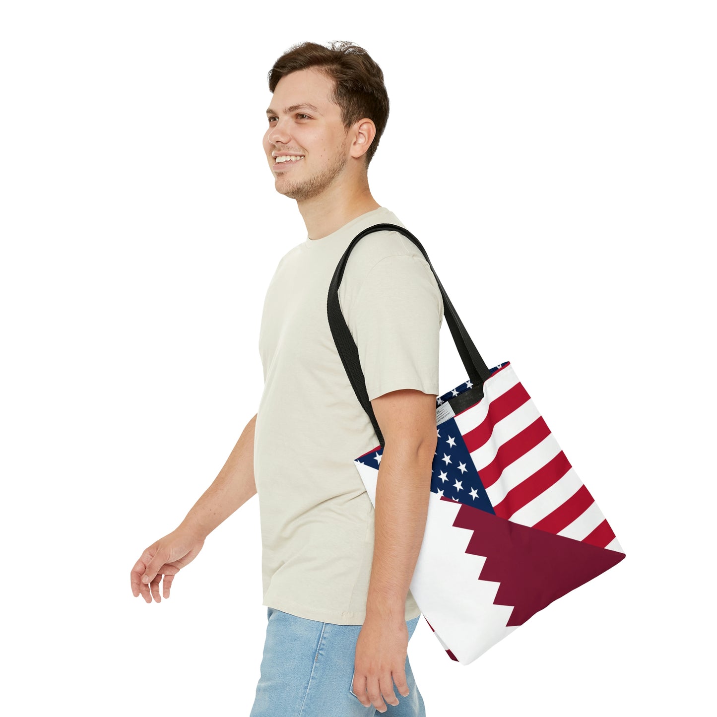 Qatar American Flag Half Qatari USA Tote Bag | Shoulder Bag