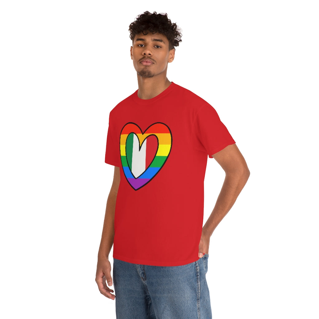 Italian Rainbow Flag Heart T-Shirt | Unisex Italy Pride Month Tee