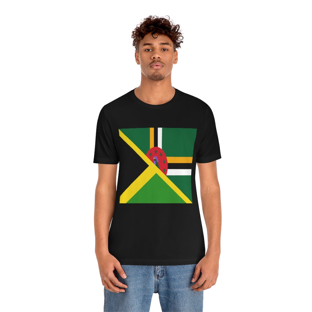 Half Dominican Jamaican Flag Tee | Dominica Jamaica Men Women Shirt