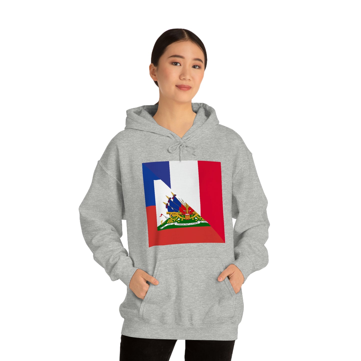 Haitian French Flag Half Haiti France Hoodie | Unisex Pullover Hooded Sweatshirt