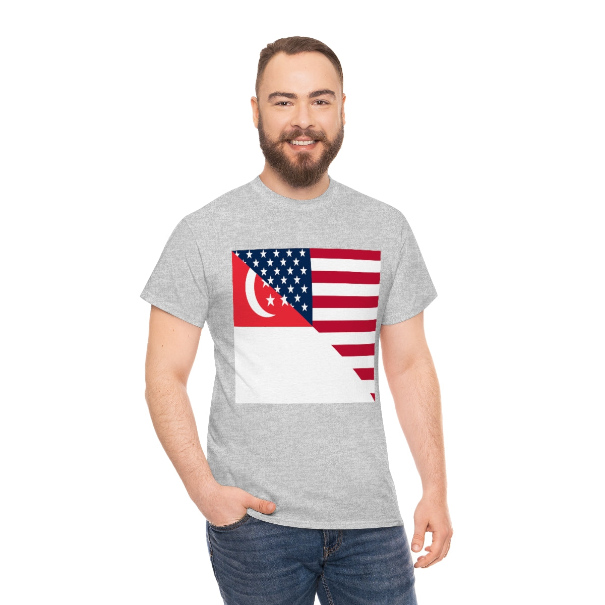 Singapore American Flag Half Singaporean USA T-Shirt | Unisex Tee Shirt