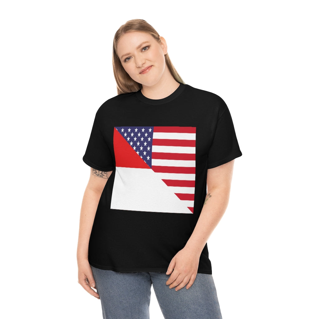 Indonesian American Flag Tee Shirt | Unisex Indonesia USA Tshirt