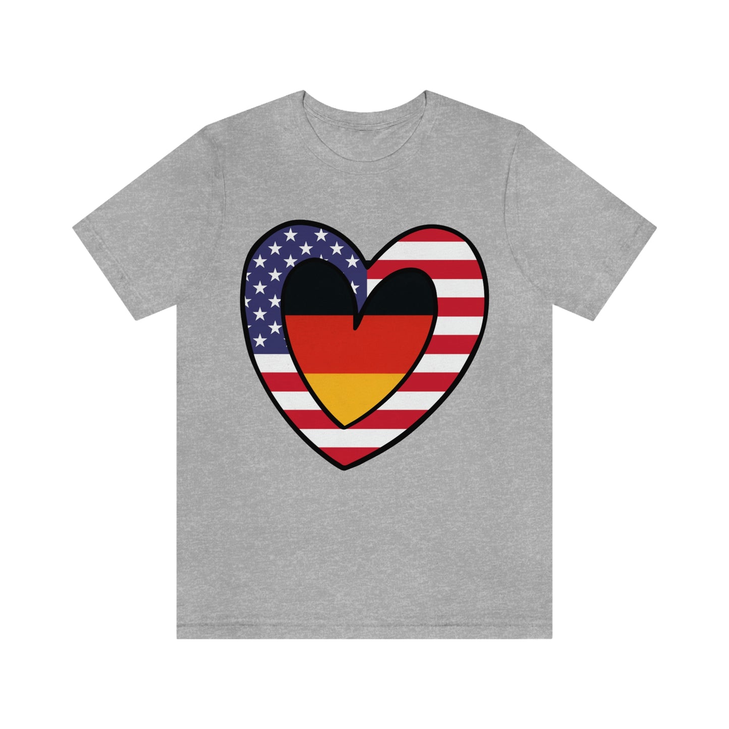 German American Heart Valentines Day Gift Tee Shirt | Half Germany USA Flag T-Shirt