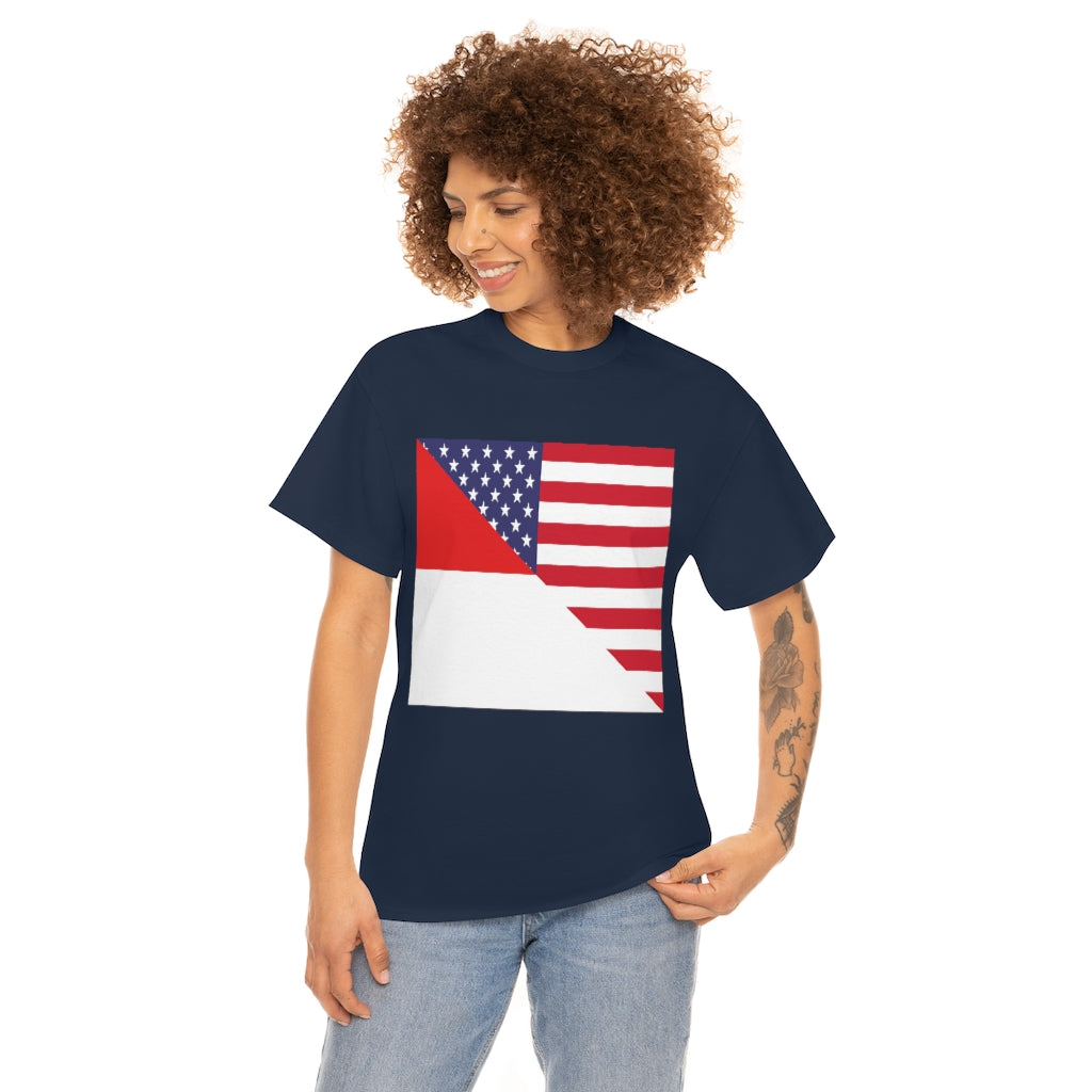 Indonesian American Flag Tee Shirt | Unisex Indonesia USA Tshirt