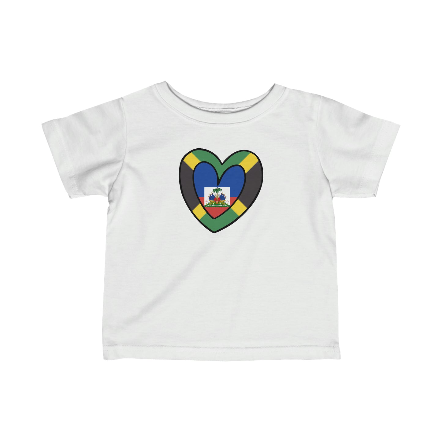 Infant Jamaican Haitian Flag Inner Heart Jamaica Haiti  Toddler Tee Shirt