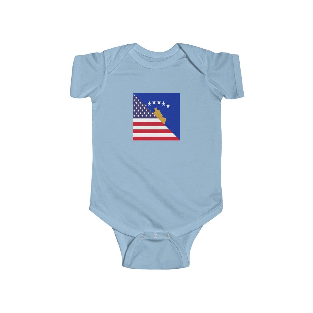 Kosovar American Flag Baby Bodysuit | Unisex Kosovo USA Newborn Clothes