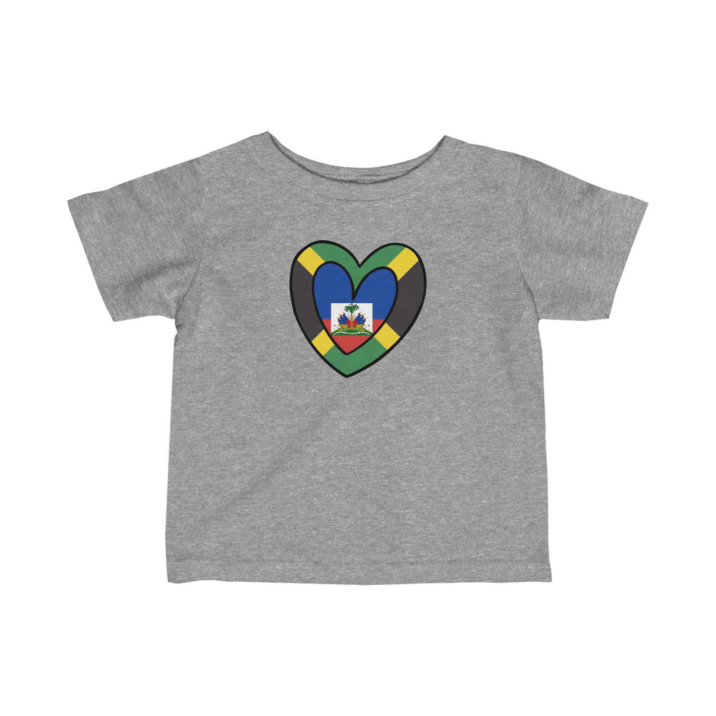 Infant Jamaican Haitian Flag Inner Heart Jamaica Haiti  Toddler Tee Shirt