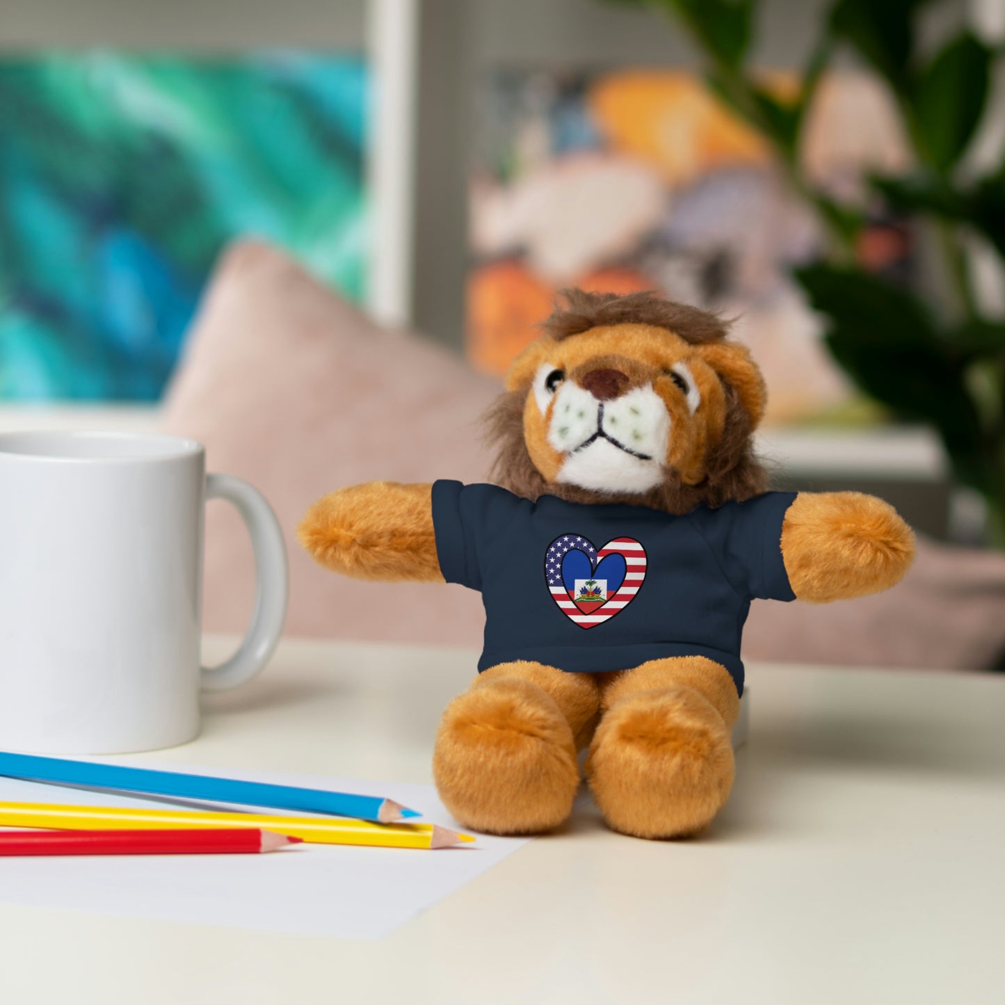 Haitian American Valentines Day Gift Stuffed Animal | Haiti USA Flag Toy