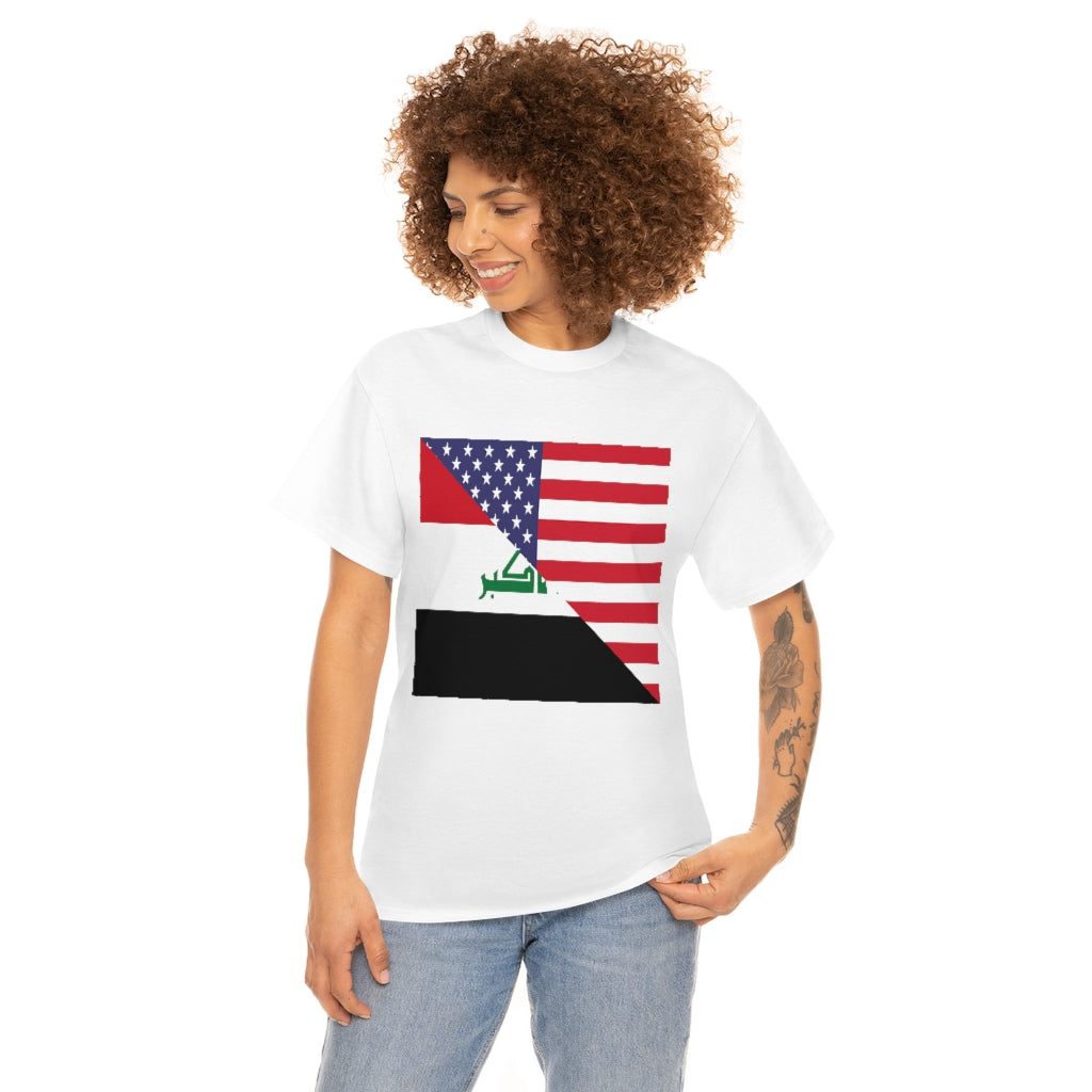 Iraq American Flag Tee Shirt | Unisex Iraqi USA Tshirt