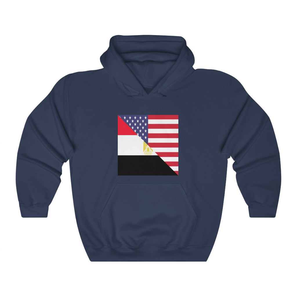 Egyptian American Flag Hoodie  | Unisex Half Egypt USA Pullover