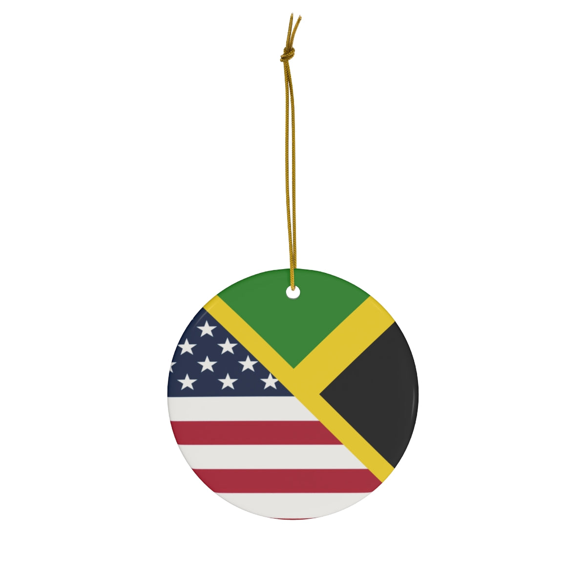 Jamaica American Flag Ceramic Ornaments | Jamaican USA Holiday Christmas Tree