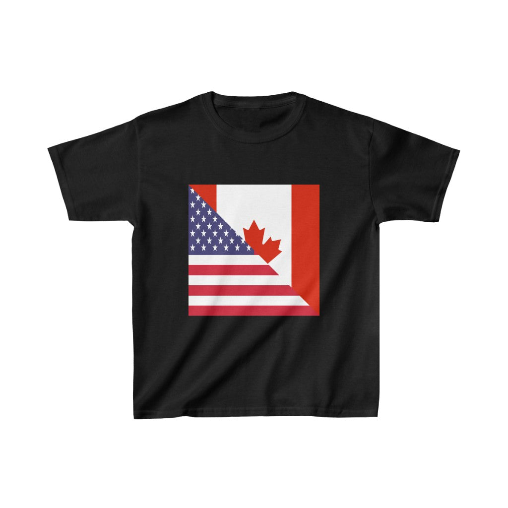 Kids Canadian American Flag Canada USA T-Shirt | Unisex Tee Shirt