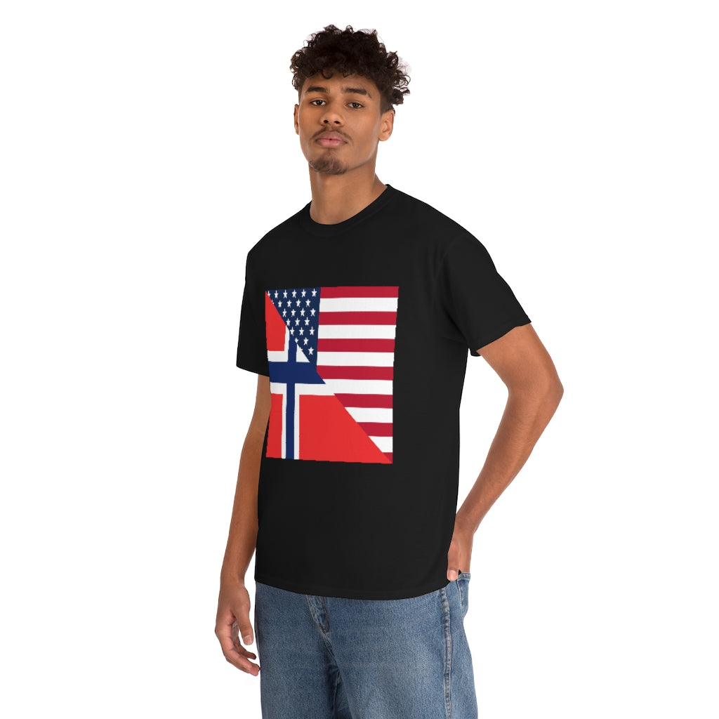 Norwegian American Flag Tee Shirt | Unisex Norway USA Tshirt