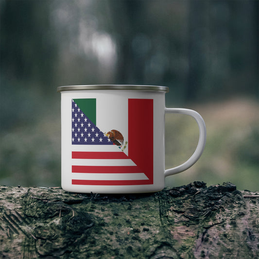 Mexico America Flag | Half US Mexican 12oz Enamel Mug