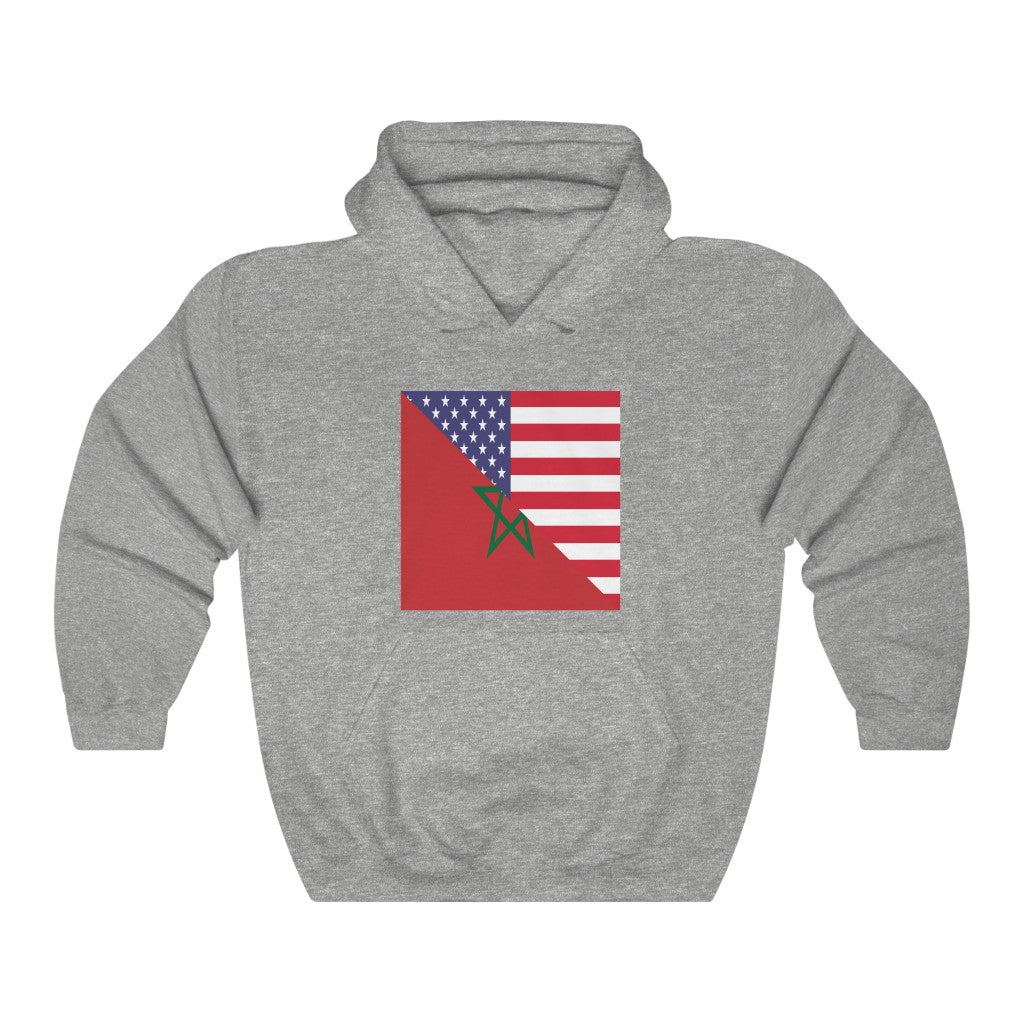 Moroccan American Flag Hoodie  | Unisex Half Morocco USA Pullover