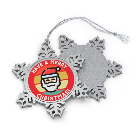 Have A Merry Christmas Pewter Snowflake | Happy Holidays Christmas Tree Ornament