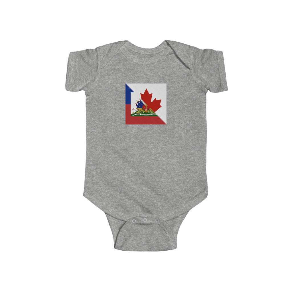 Half Haitian Canadian Flag Baby Bodysuit | Haiti Canada Clothes