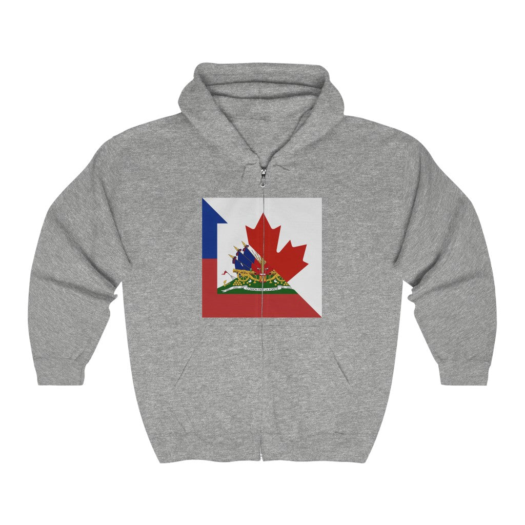 Haitian Canadian Flag | Half Haiti Canada Canadien Zip Hoodie | Hooded Sweatshirt