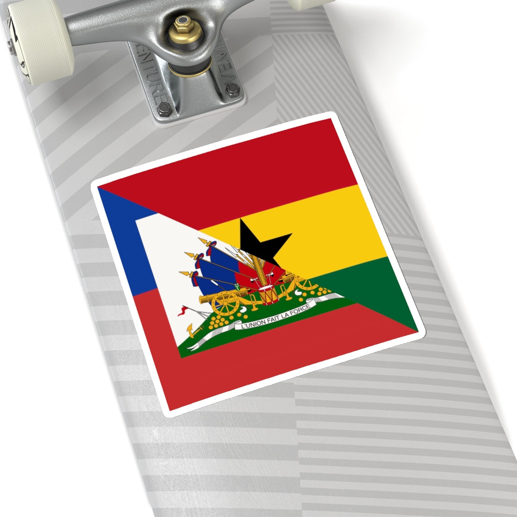 Half Haitian-Ghanaian Flag Sticker | Haiti Ghana Flag Sticker