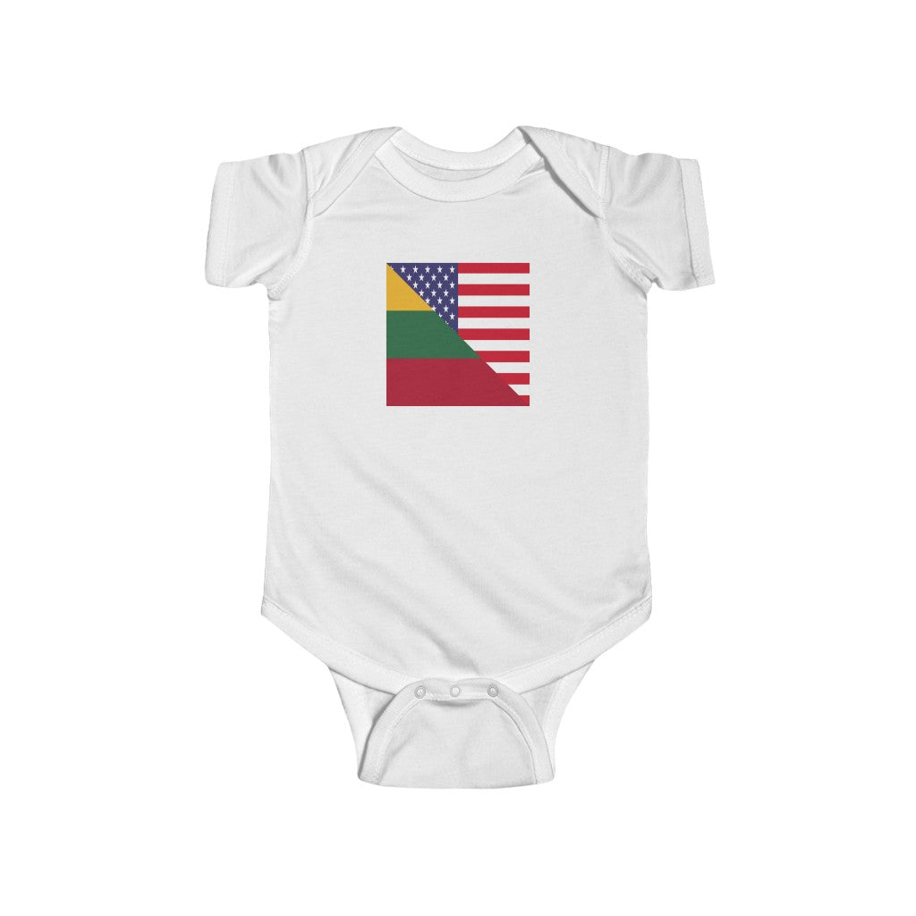 Lithuanian American Flag Baby Bodysuit | Lithuania USA Newborn