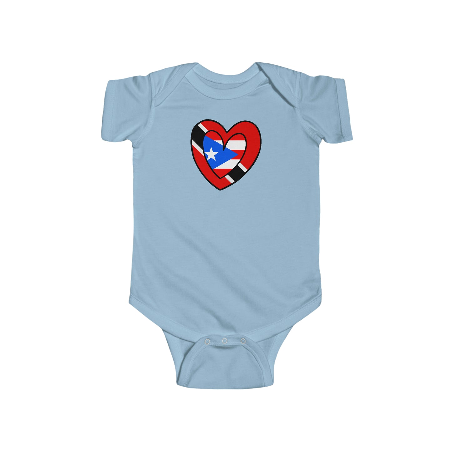 Newborn Trini Puerto Rican Heart Baby Bodysuit | Trinidad Boricua Flag