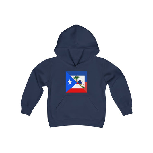 Kids Puerto Rican Haitian Flag Hoodie | Unisex Boricua Haiti