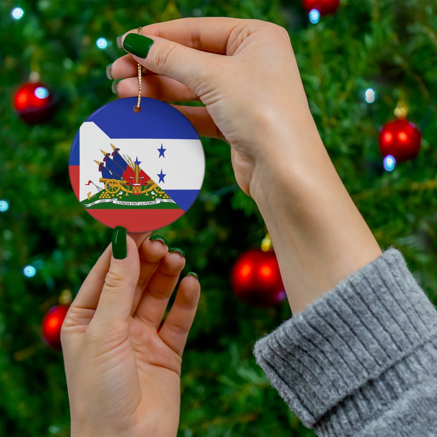 Haitian Honduran Flag Ceramic Ornaments | Haiti Honduras Christmas Tree