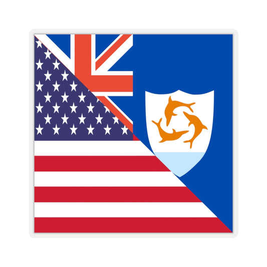 Anguillan American Flag Sticker | Anguilla USA Stickers