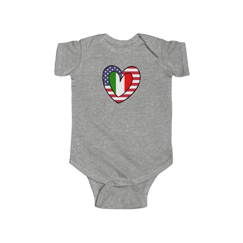 Baby American Italian Flag Inner Heart Bodysuit | Unisex USA Italy