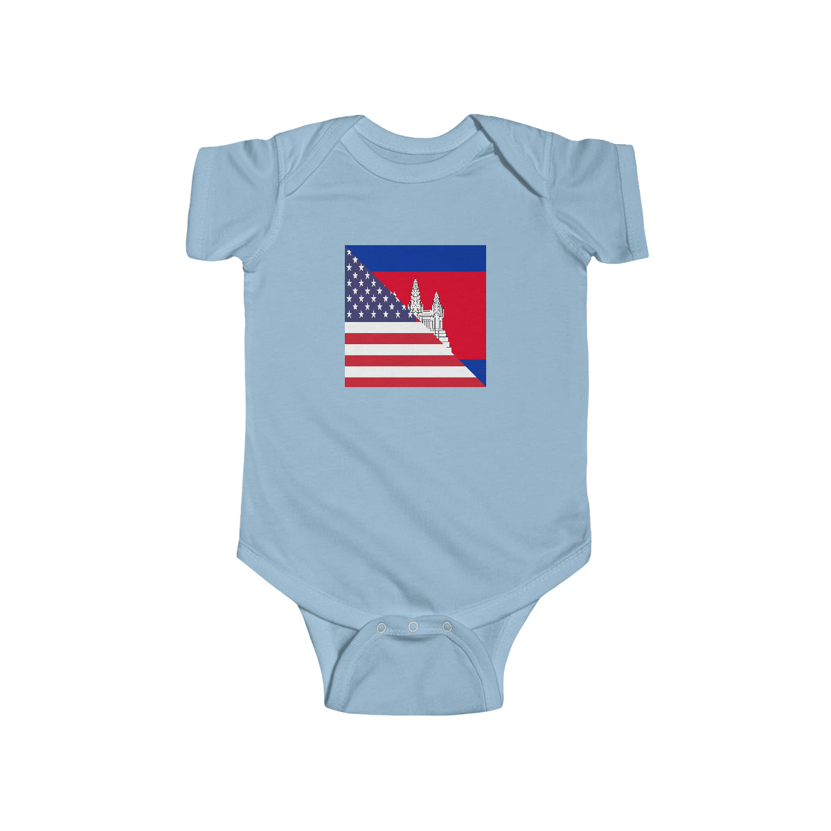 Cambodian American Flag Half Cambodia USA Baby Bodysuit | Newborn Boy Girl