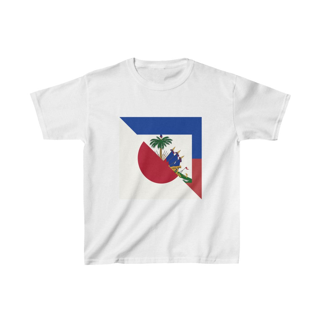 Kids Haitian Japanese Flag | Half Haiti Japan T-Shirt | Unisex Tee Shirt