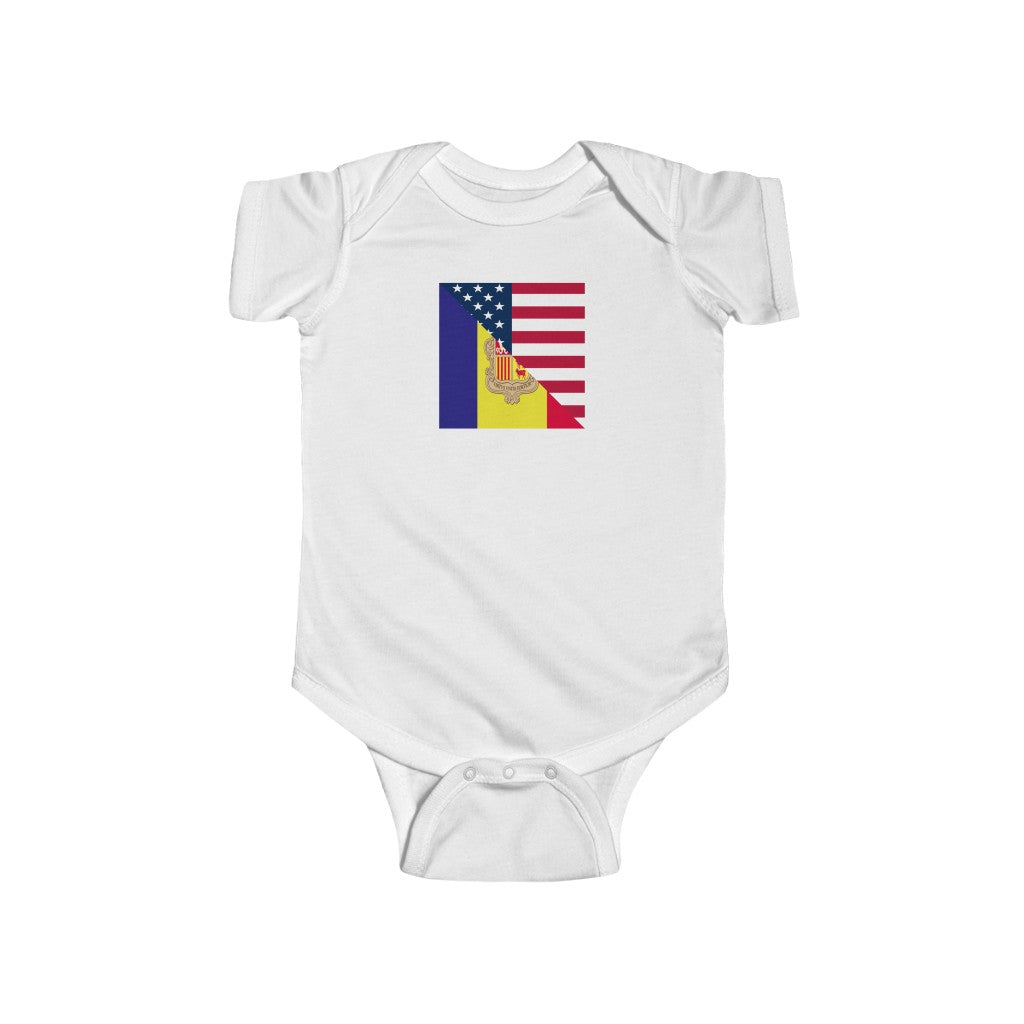 Andorran American Flag Baby Bodysuit | Andorra USA Clothing