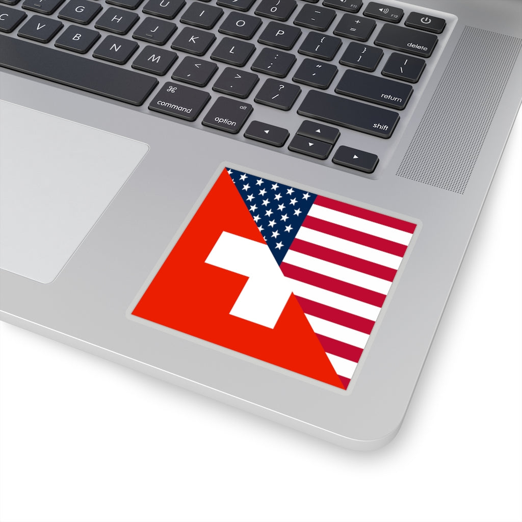 Swiss American Flag Sticker | Switzerland USA Stickers